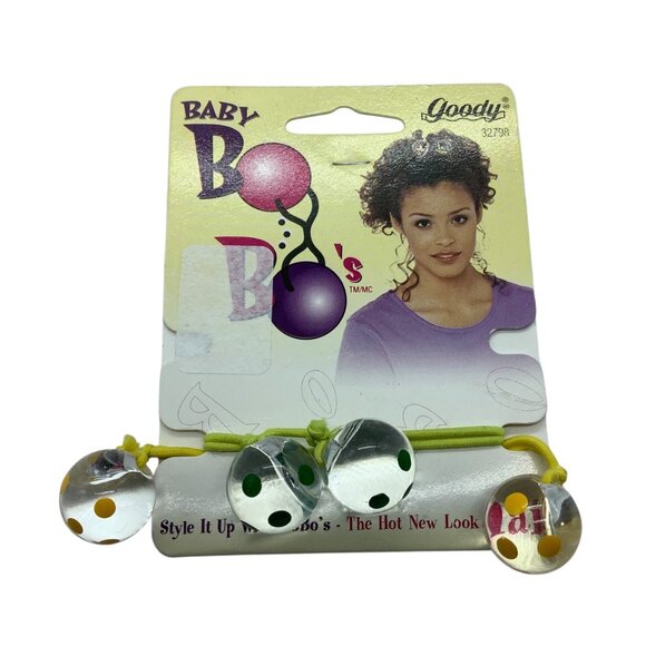 Vtg 1997 Goody Baby BoBos Ponytail Holders With Yellow & Green Dots NEW NOS 90s - Picture 1 of 3